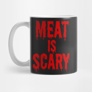 MEAT IS SCARY - Vegan Halloween Costume - Red Blood Dripping Font Mug